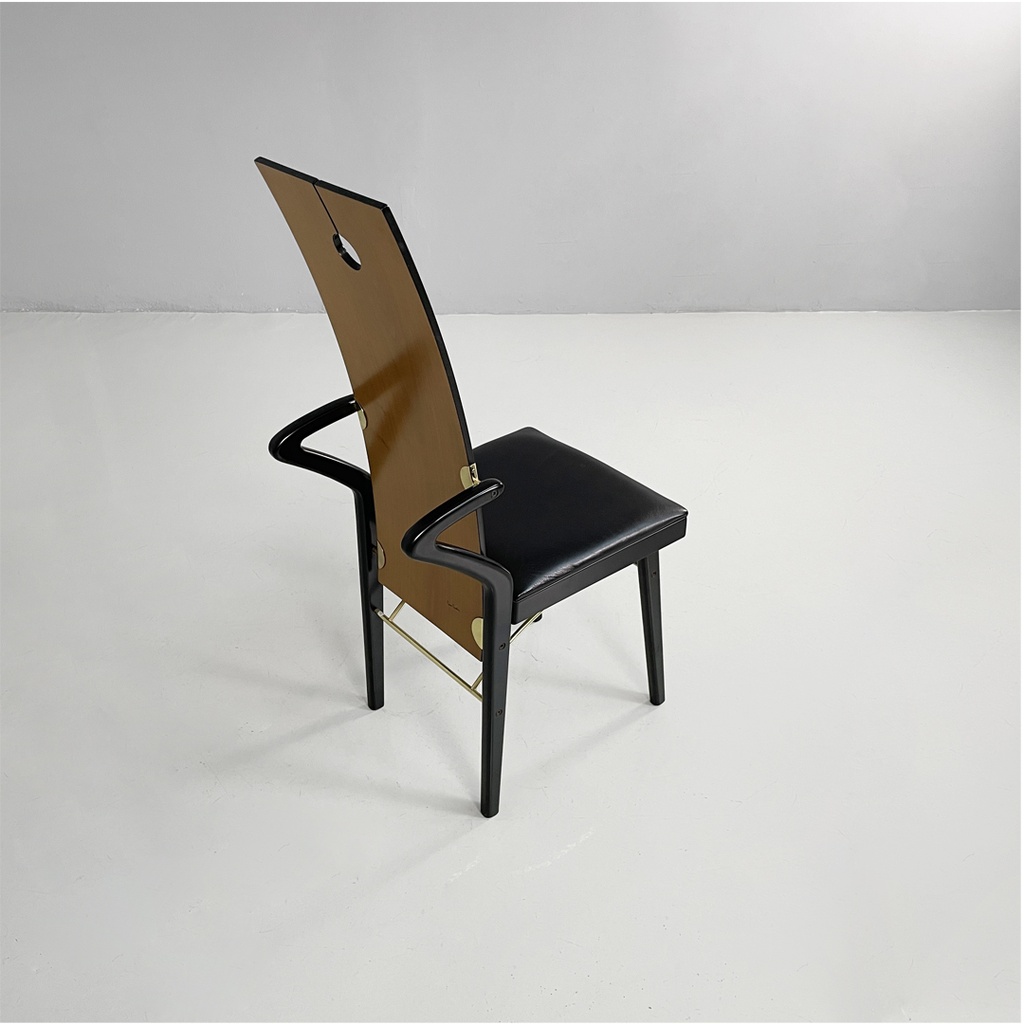 Sedie in legno e ottone di Pierre Cardin, 1980 ca.