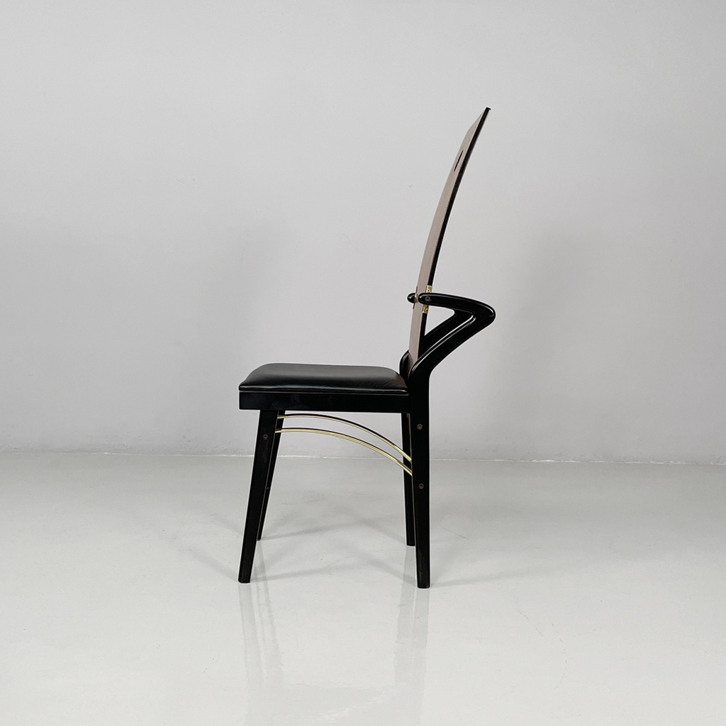 Sedie in legno e ottone di Pierre Cardin, 1980 ca.