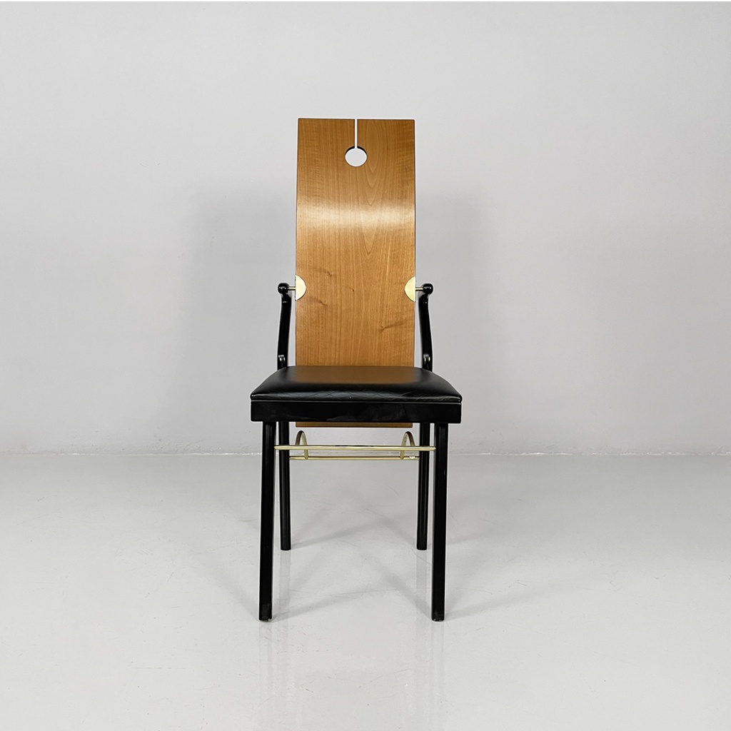 Sedie in legno e ottone di Pierre Cardin, 1980 ca.