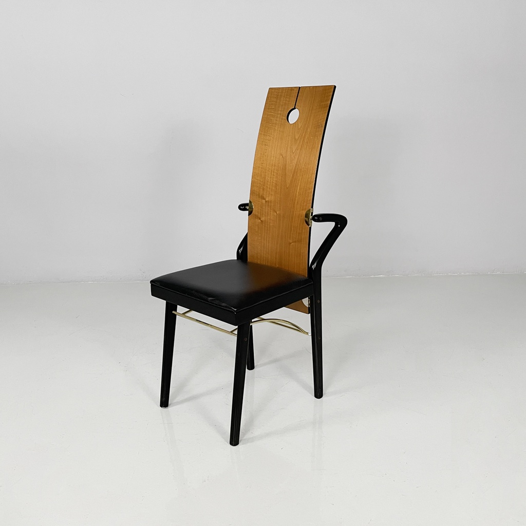 Sedie in legno e ottone di Pierre Cardin, 1980 ca.