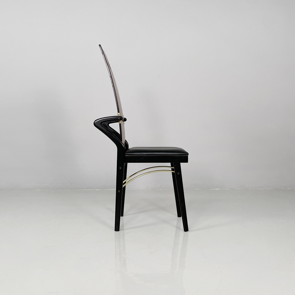 Sedie in legno e ottone di Pierre Cardin, 1980 ca.