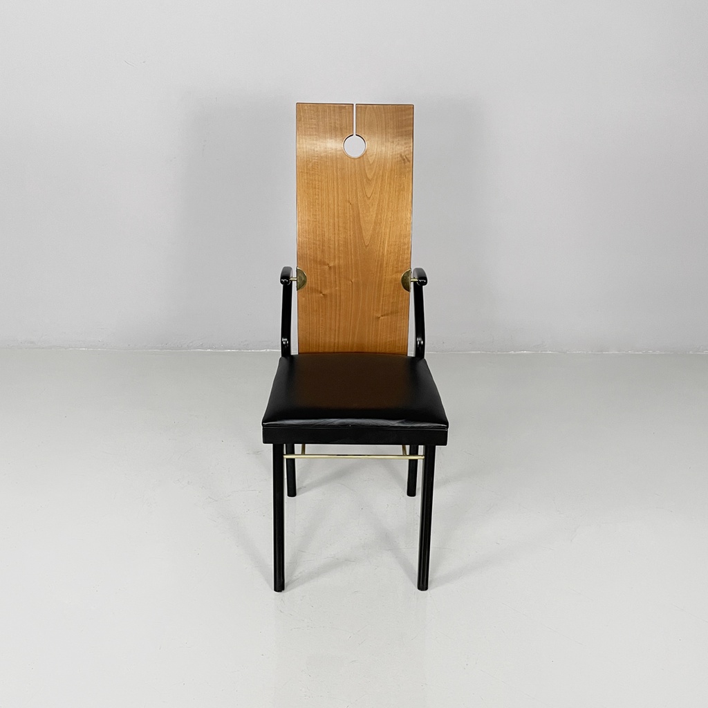 Sedie in legno e ottone di Pierre Cardin, 1980 ca.