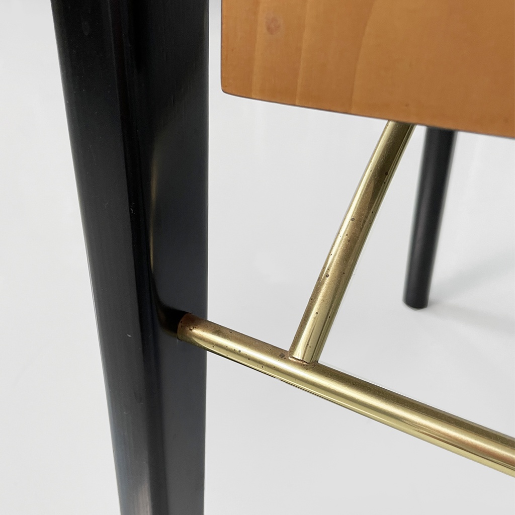 Sedie in legno e ottone di Pierre Cardin, 1980 ca.