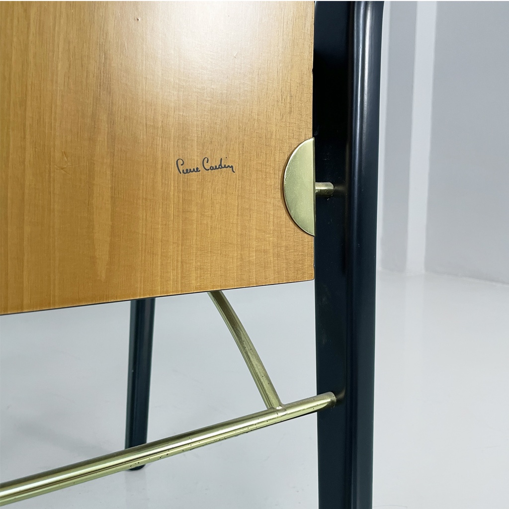 Sedie in legno e ottone di Pierre Cardin, 1980 ca.