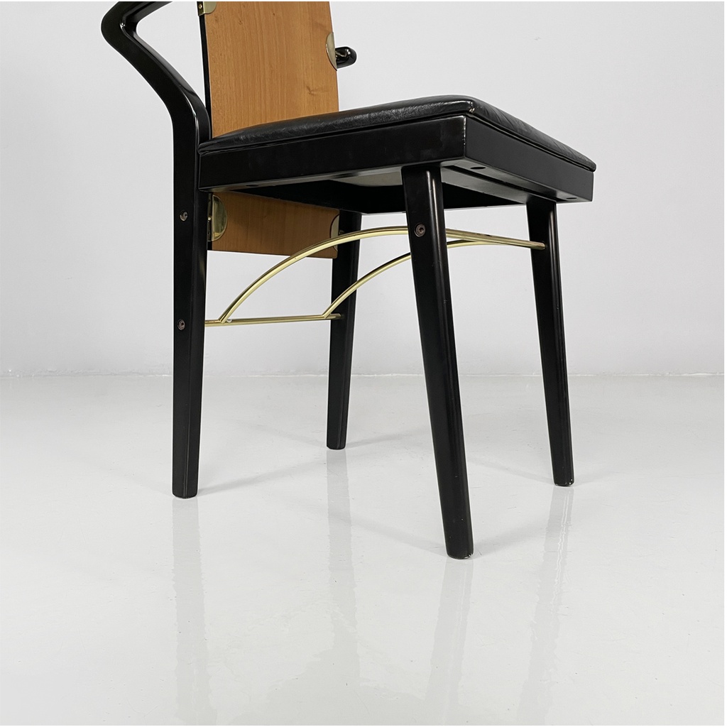 Sedie in legno e ottone di Pierre Cardin, 1980 ca.