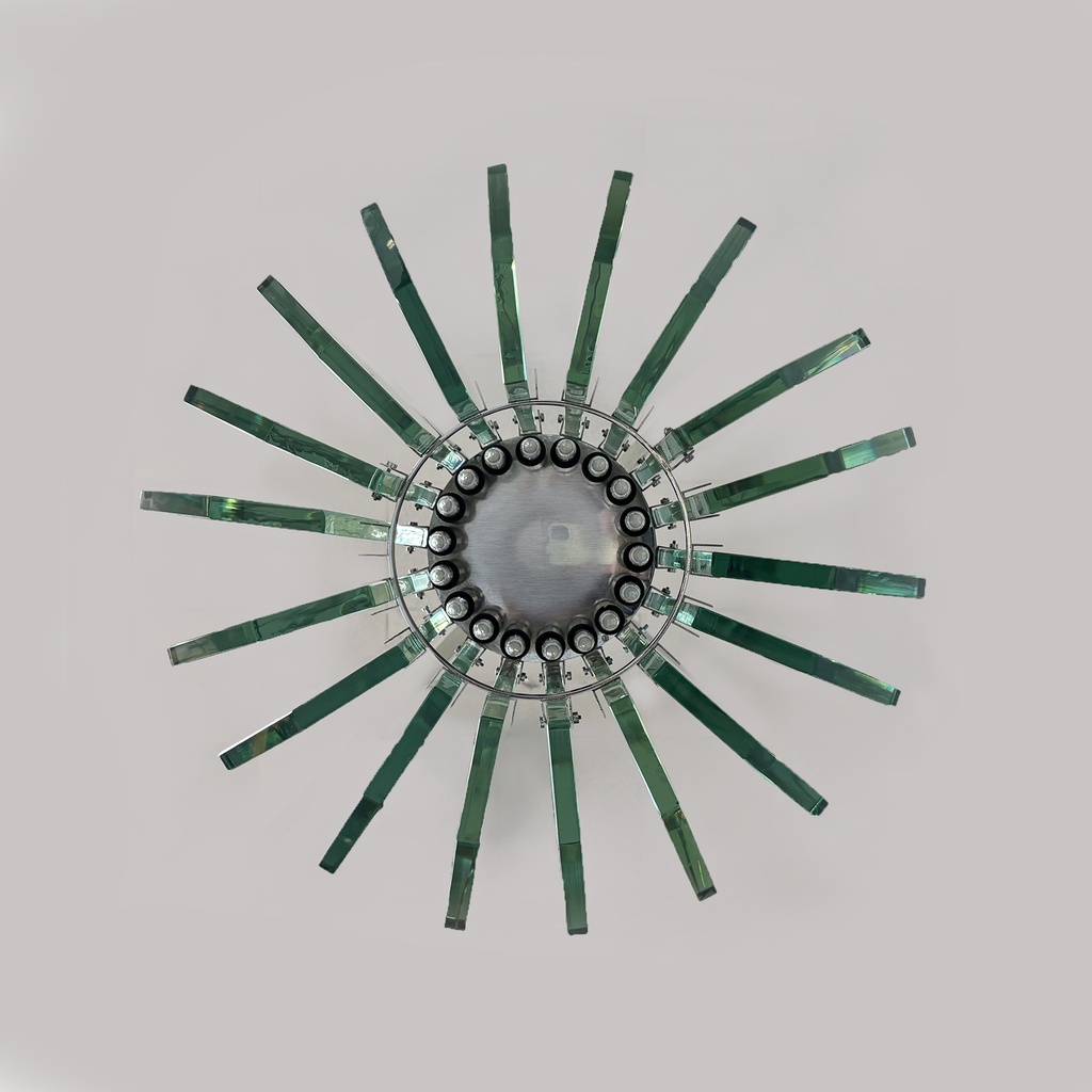 Lampadario in metallo e vetro di Max Ingrand per Fontana Arte, 1960 ca.