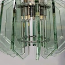 Lampadario in metallo e vetro di Max Ingrand per Fontana Arte, 1960 ca.