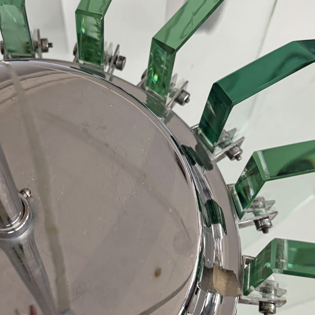 Lampadario in metallo e vetro di Max Ingrand per Fontana Arte, 1960 ca.