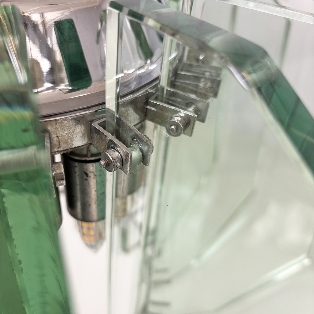 Lampadario in metallo e vetro di Max Ingrand per Fontana Arte, 1960 ca.