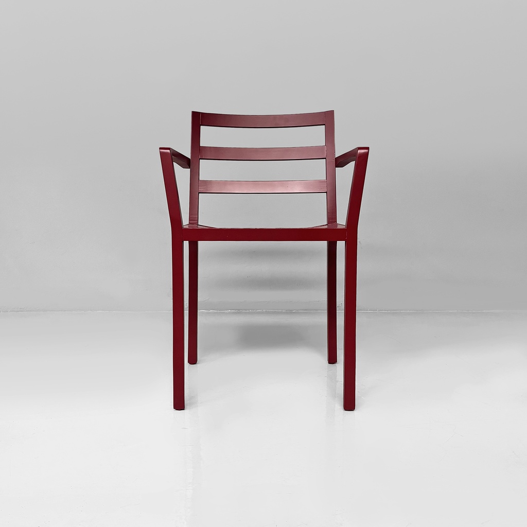 Sedia in legno bordeaux, 1980 ca.