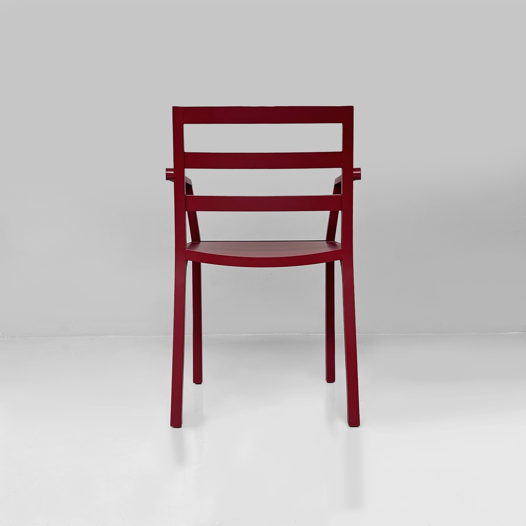 Sedia in legno bordeaux, 1980 ca.