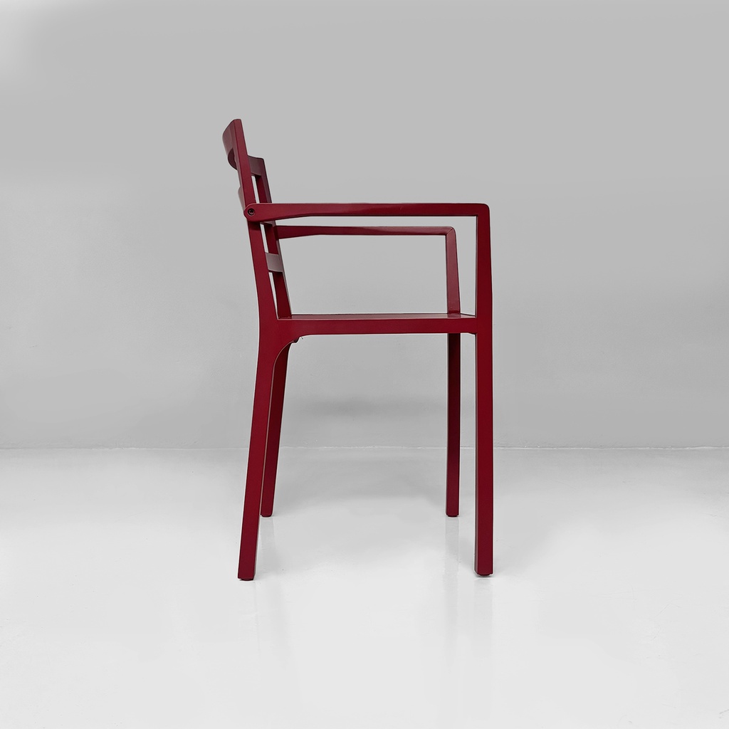 Sedia in legno bordeaux, 1980 ca.