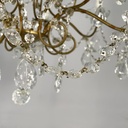 Lampadario a gocce in vetro e ottone, 1900-1950 ca.