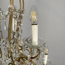 Lampadario a gocce in vetro e ottone, 1900-1950 ca.