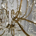 Lampadario a gocce in vetro e ottone, 1900-1950 ca.