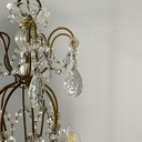 Lampadario a gocce in vetro e ottone, 1900-1950 ca.