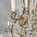 Lampadario a gocce in vetro e ottone, 1900-1950 ca.