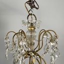 Lampadario a gocce in vetro e ottone, 1900-1950 ca.