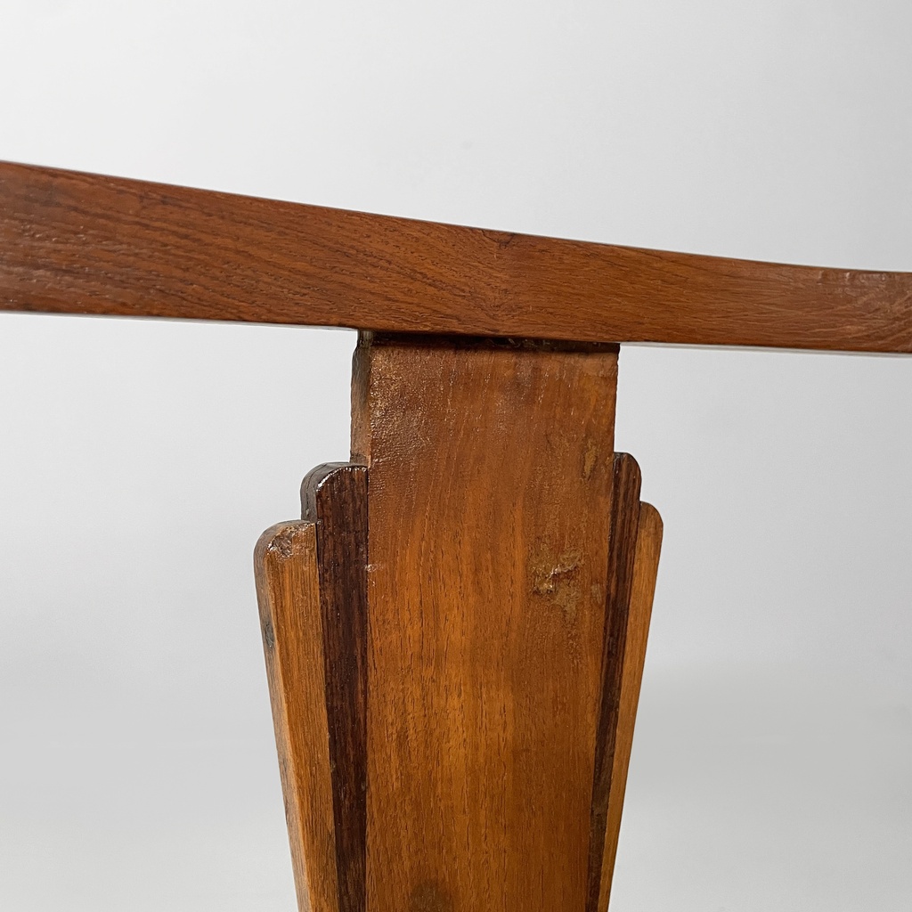 Sedia a pozzetto in legno e paglia, 1930 ca.