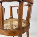 Sedia a pozzetto in legno e paglia, 1930 ca.