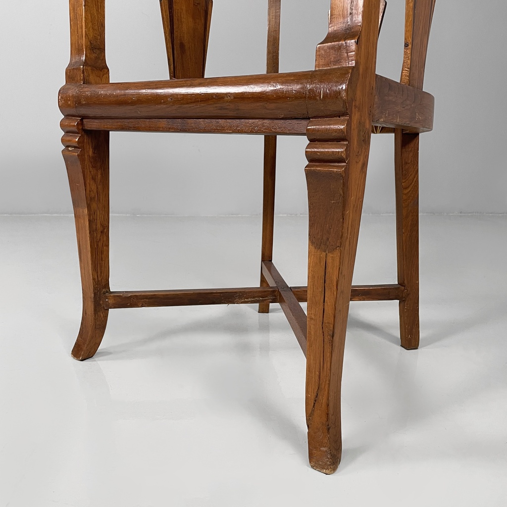 Sedia a pozzetto in legno e paglia, 1930 ca.