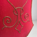 Lampada da tavolo con paralume in tessuto rosso, 1950 ca.