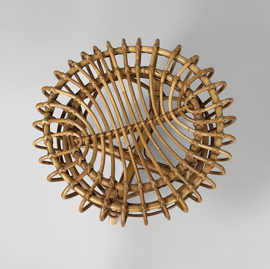 Sgabello in rattan, 1960 ca.