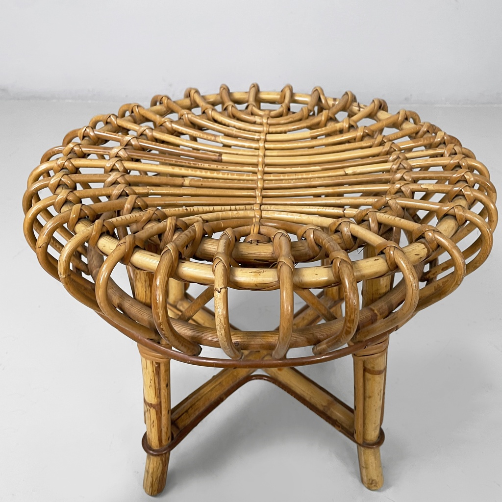 Sgabello in rattan, 1960 ca.