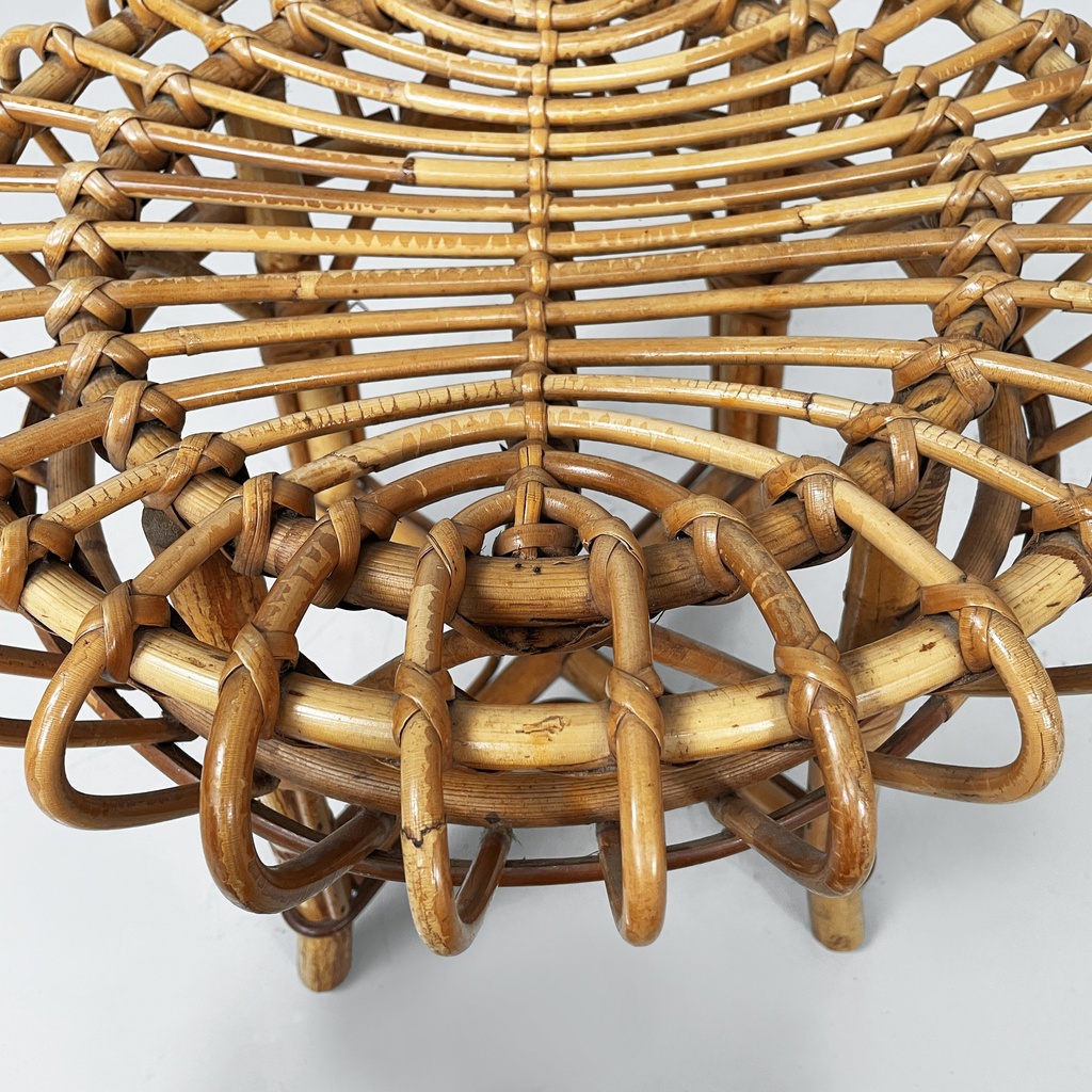 Sgabello in rattan, 1960 ca.