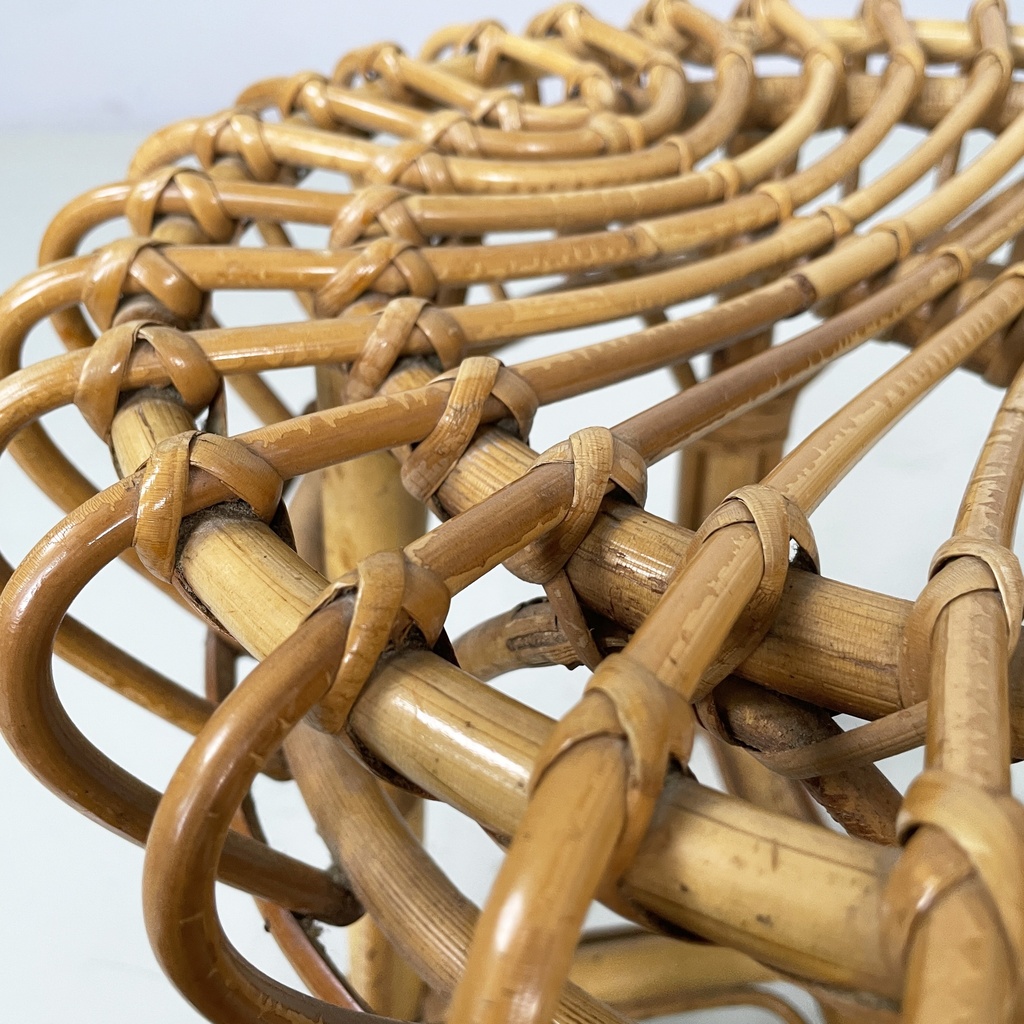 Sgabello in rattan, 1960 ca.