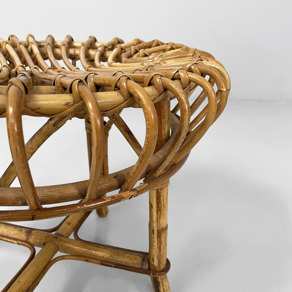 Sgabello in rattan, 1960 ca.