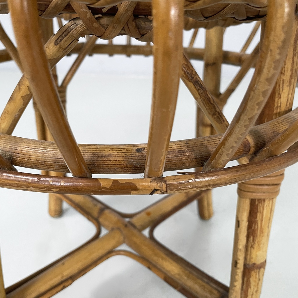 Sgabello in rattan, 1960 ca.