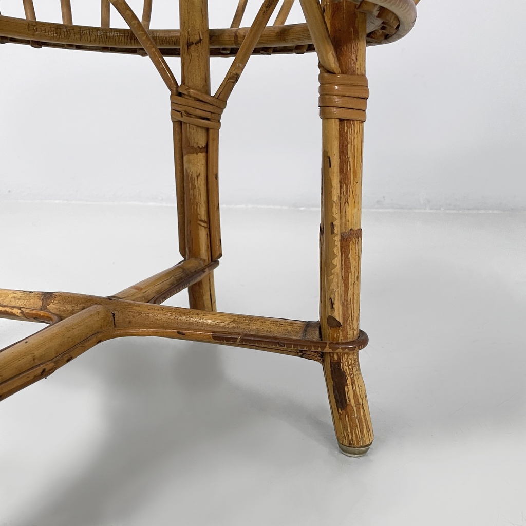 Sgabello in rattan, 1960 ca.