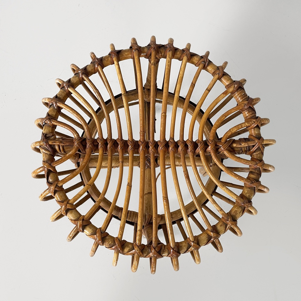 Sgabello in rattan, 1960 ca.