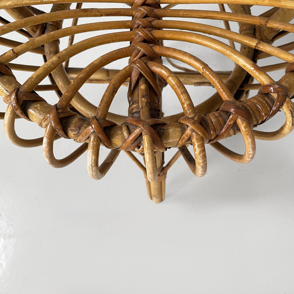 Sgabello in rattan, 1960 ca.