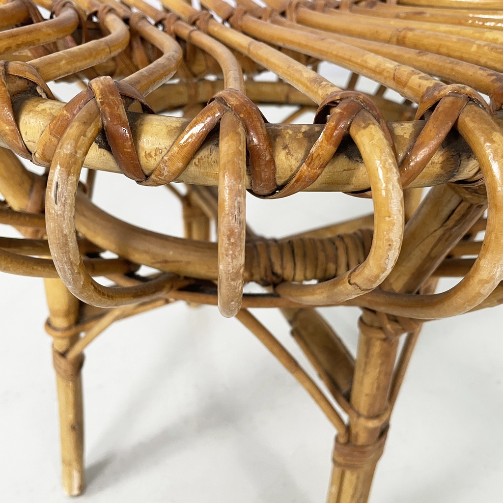 Sgabello in rattan, 1960 ca.