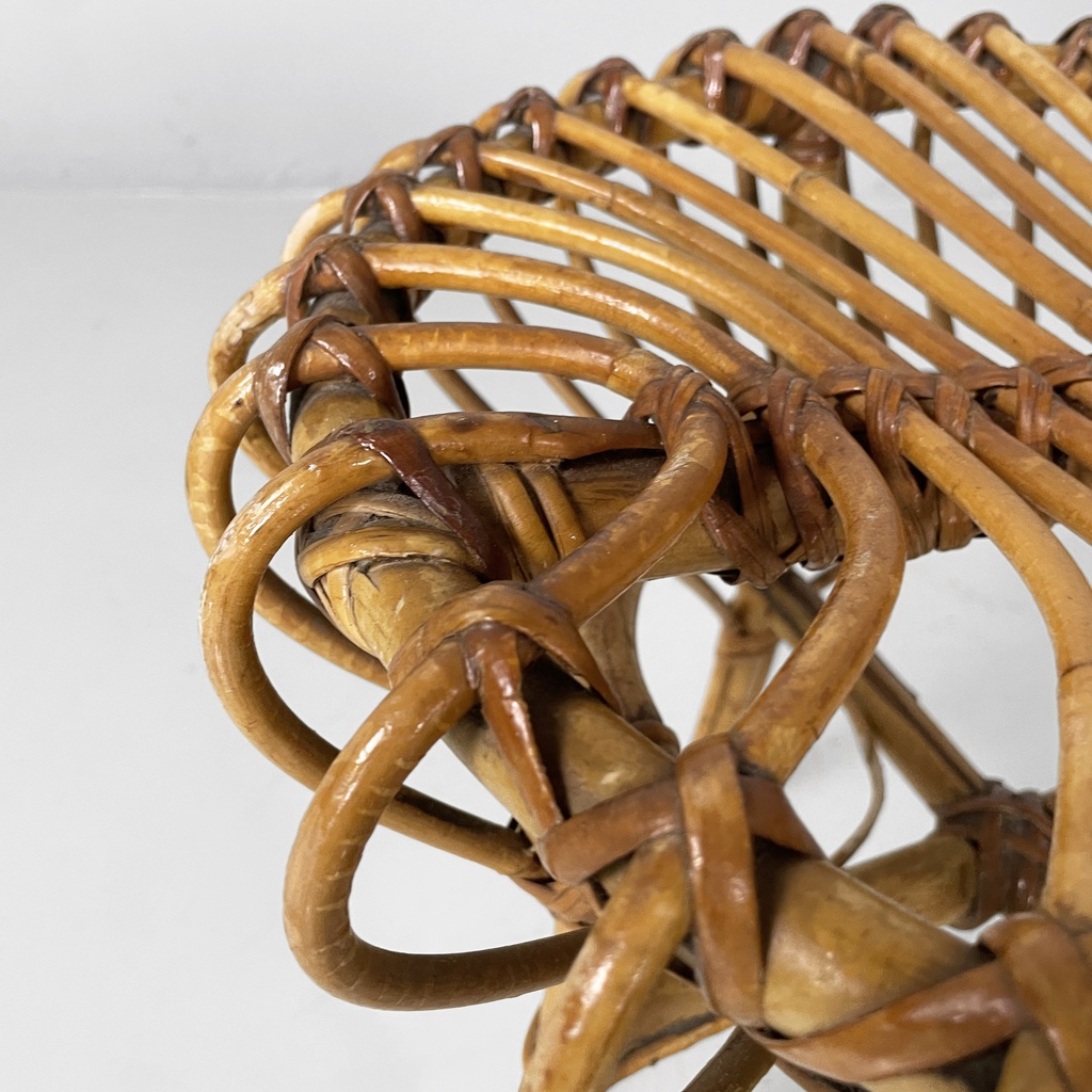 Sgabello in rattan, 1960 ca.