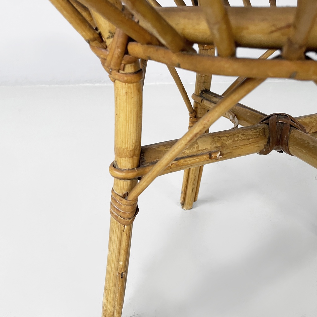 Sgabello in rattan, 1960 ca.