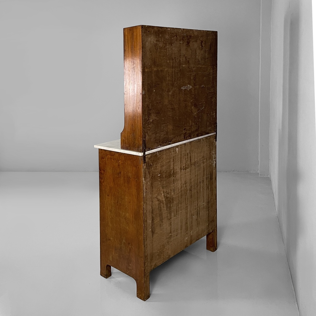Credenza in legno, marmo e ceramica, 1930 ca.