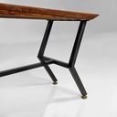 Panca in metallo e legno, 1950 ca.