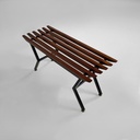 Panca in metallo e legno, 1950 ca.