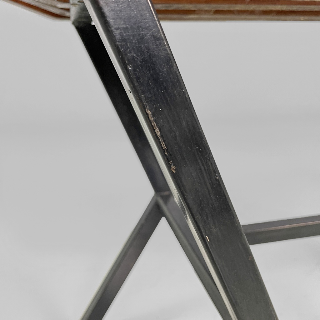 Panca in metallo e legno, 1950 ca.