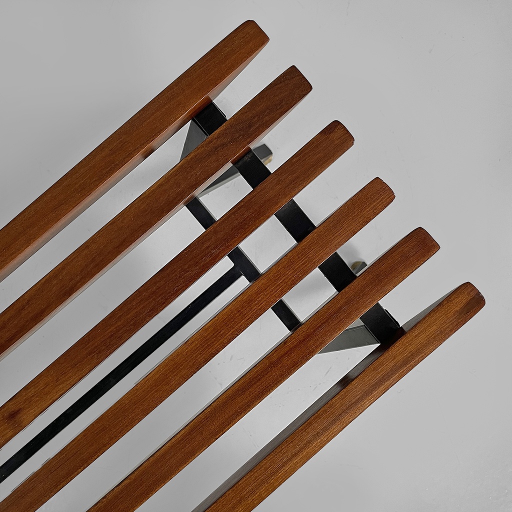 Panca in metallo e legno, 1950 ca.