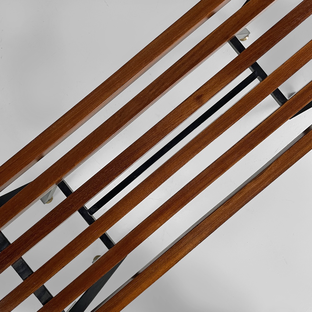 Panca in metallo e legno, 1950 ca.