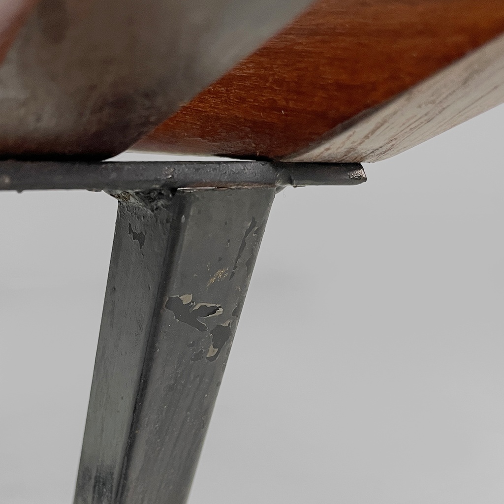 Panca in metallo e legno, 1950 ca.