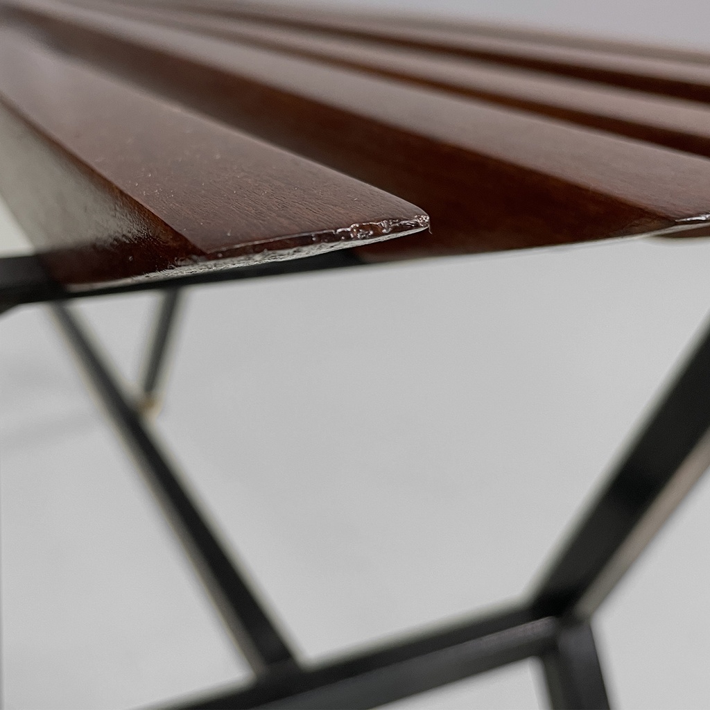 Panca in metallo e legno, 1950 ca.