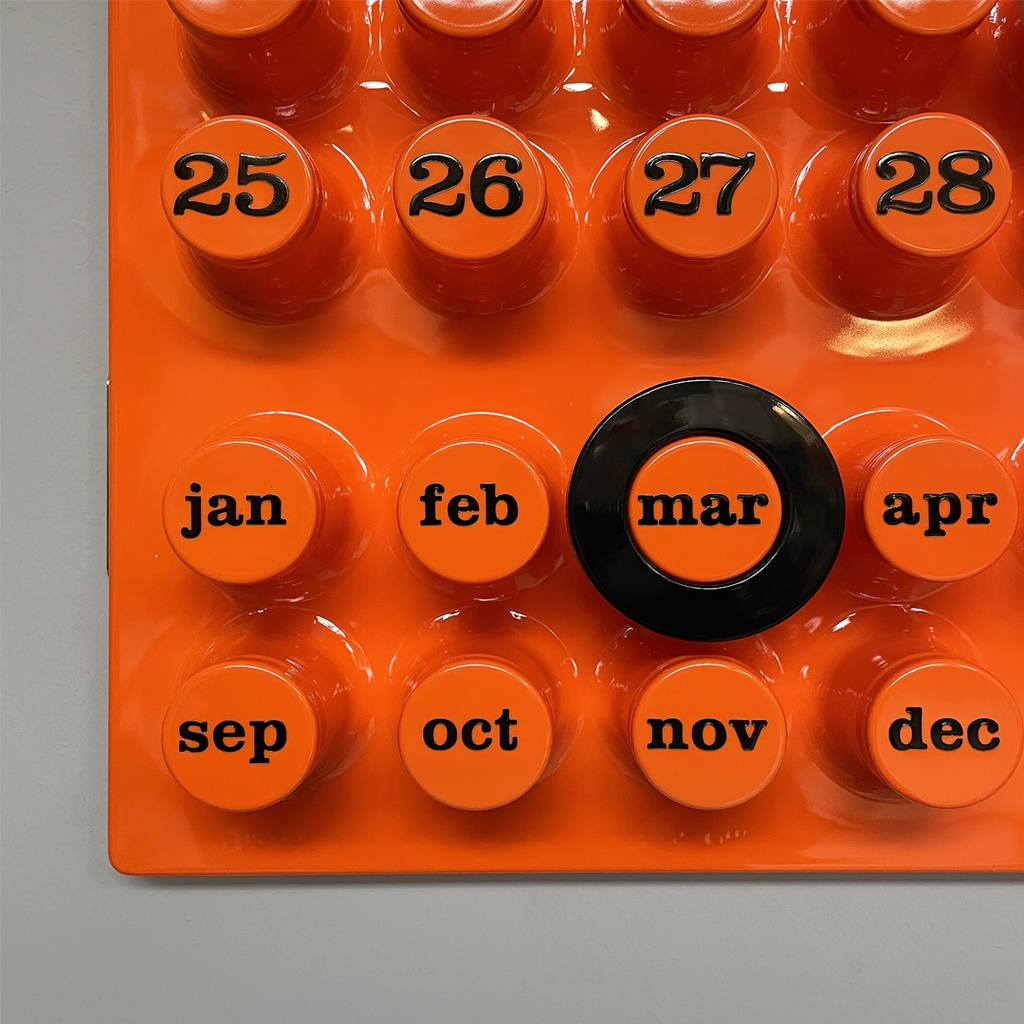 Calendario infinito arancione da parete di Giorgio Della Beffa per Ring A Date, 2000 ca.