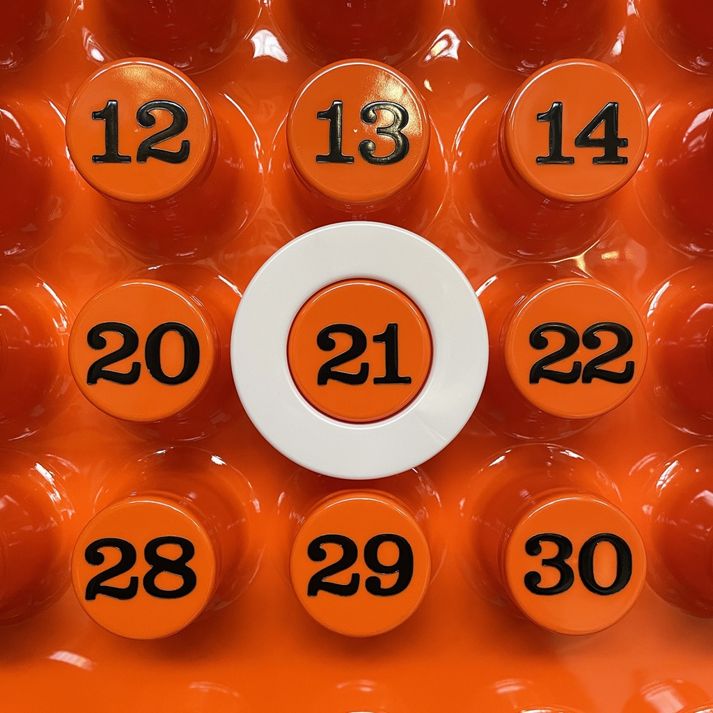 Calendario infinito arancione da parete di Giorgio Della Beffa per Ring A Date, 2000 ca.