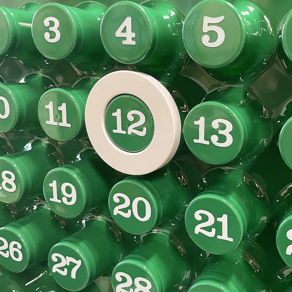 Calendario infinito verde da parete di Giorgio Della Beffa per Ring A Date, 2000 ca. 