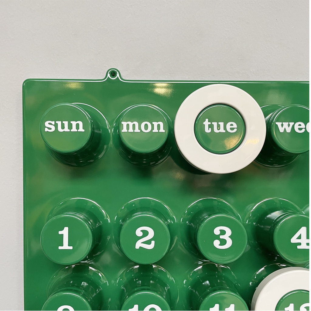 Calendario infinito verde da parete di Giorgio Della Beffa per Ring A Date, 2000 ca. 